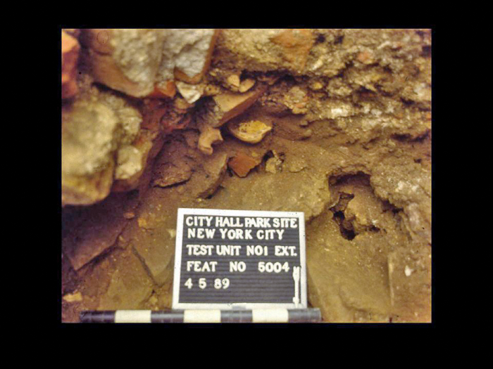 Detail of Interior Destruction Rubble With Human Arm Bone in Brick matrix